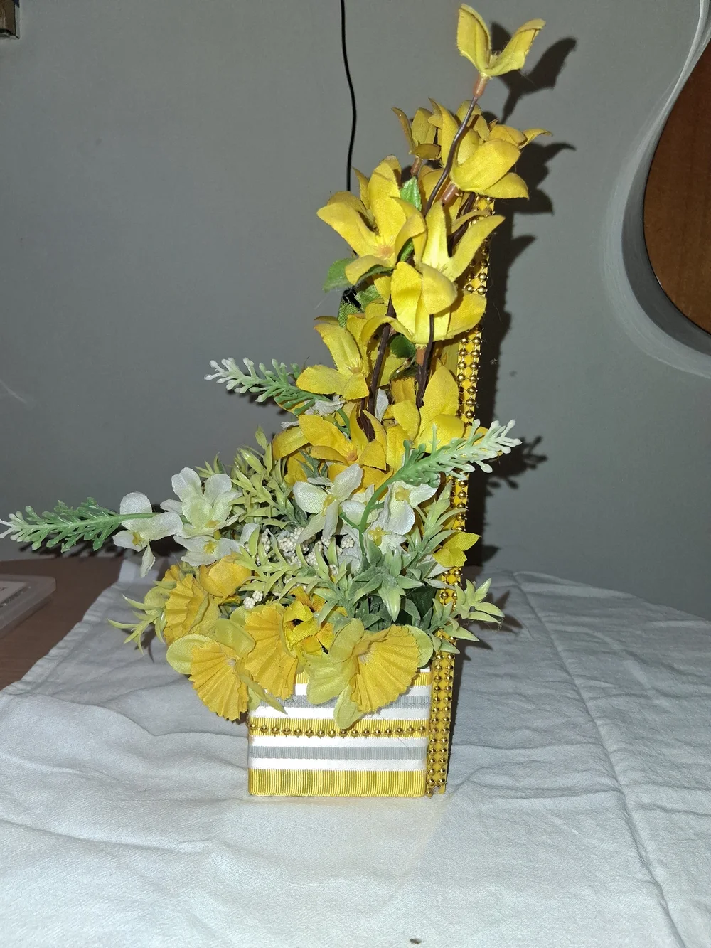 Bright Yellow Faux Floral Arrangement with Green Foliage - Home Accent